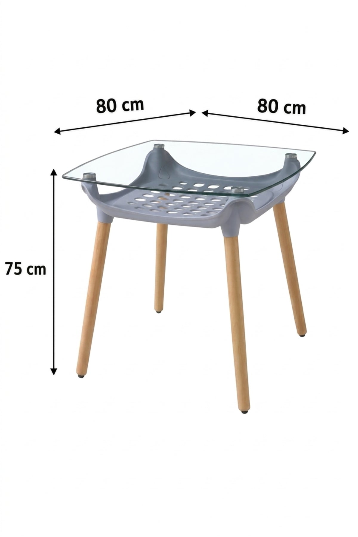 Modern Glass Top Dining Table with Wooden Legs √ê Contemporary Square Dining Table for Home and Kitchen