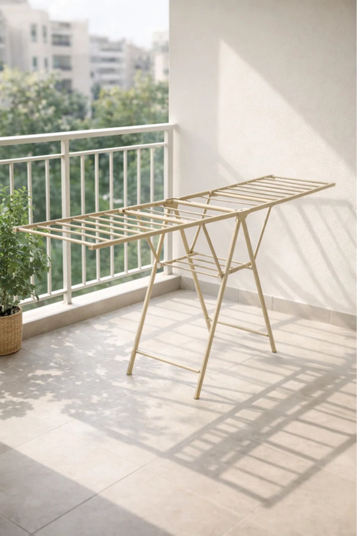 Beige Foldable Clothes Drying Rack 185x45x93 cm √ê Laundry Airer Stand