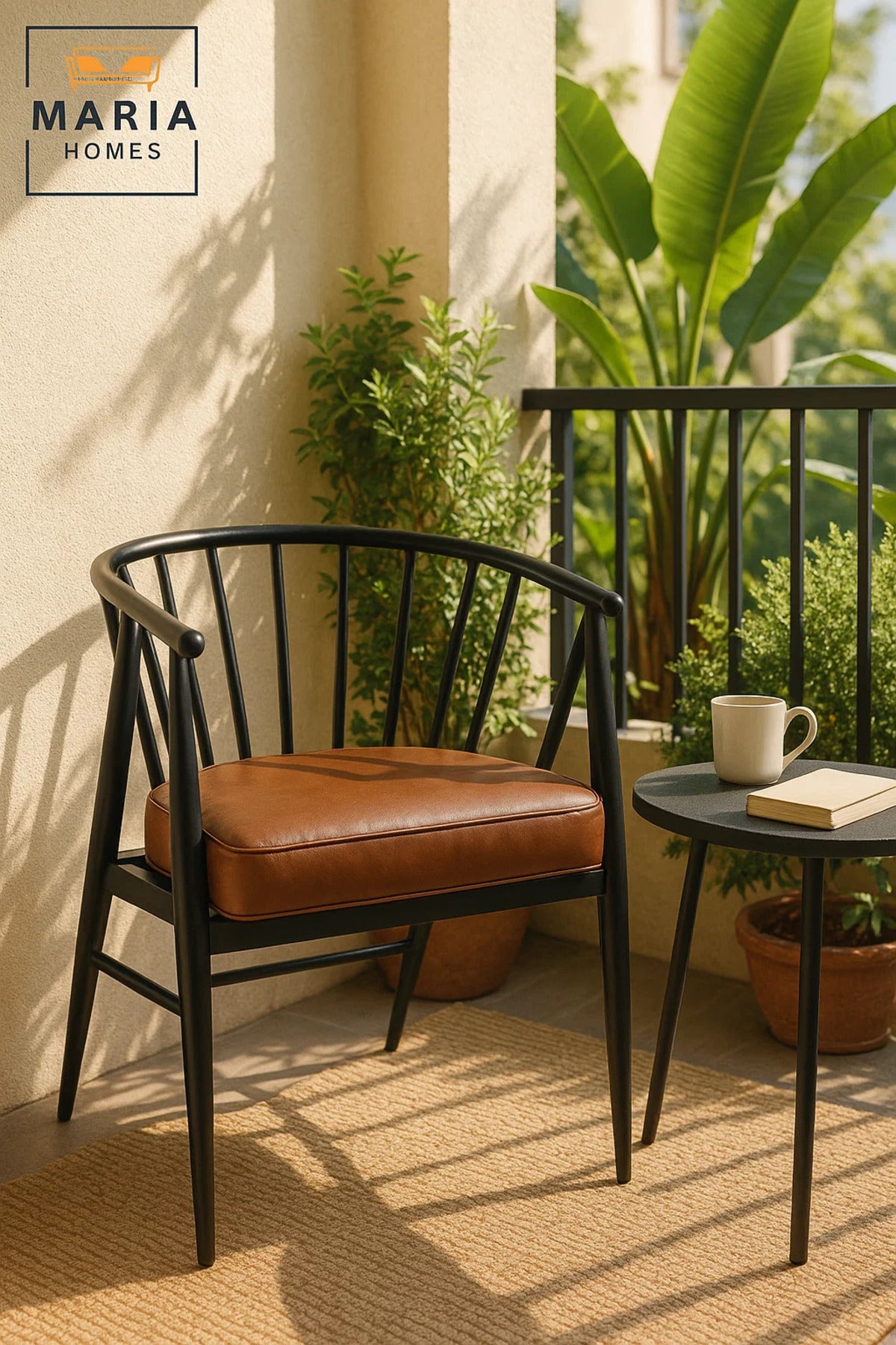 Modern Brown Accent Chair Ð Black Frame Lounge Chair with Soft Cushion for Home and CafŽ