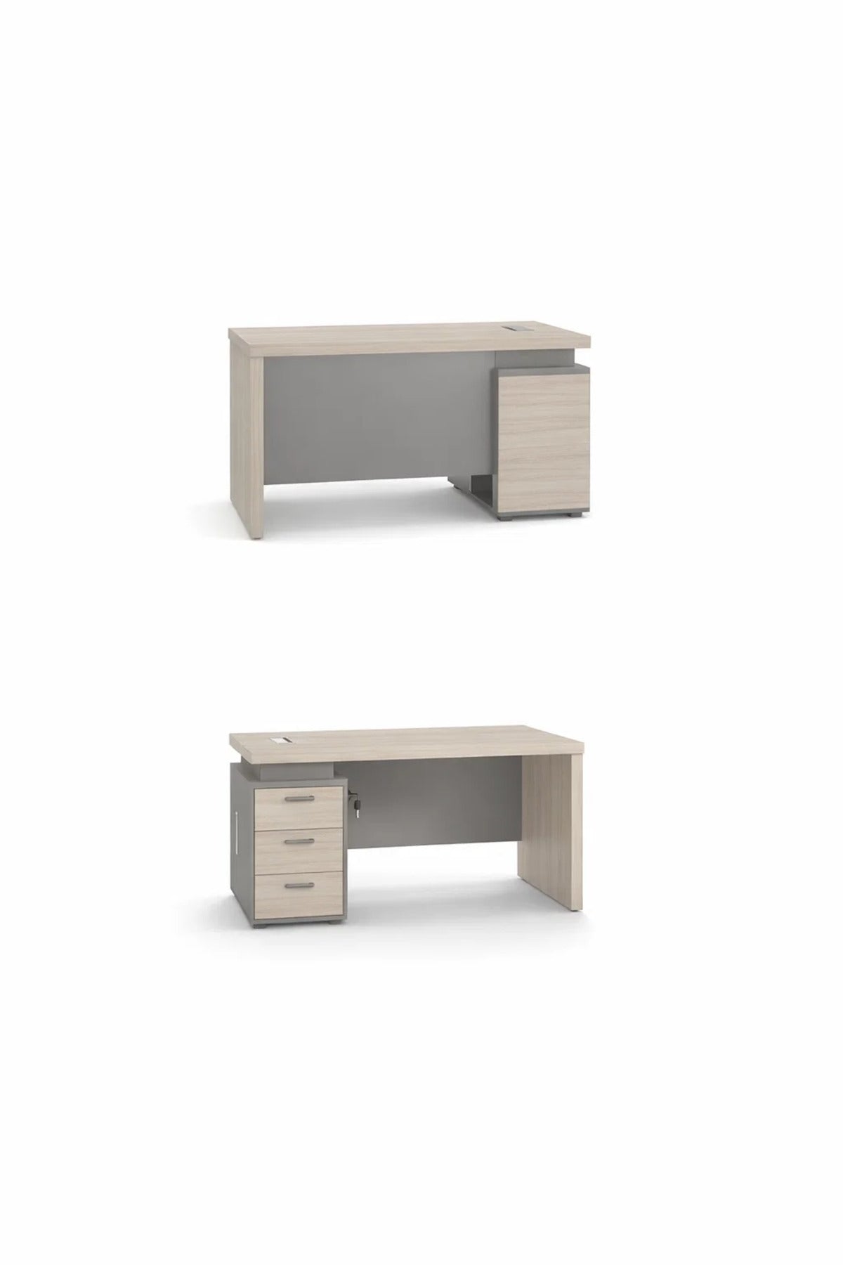 Modern Office Desk 120cm Light Wood Top with 3 Drawers & Lock Grey Frame Study Workstation