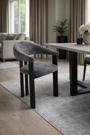 Dark Grey Armchair with Black Wooden Legs, 79x48x49 CM dark grey armchair Dining Room