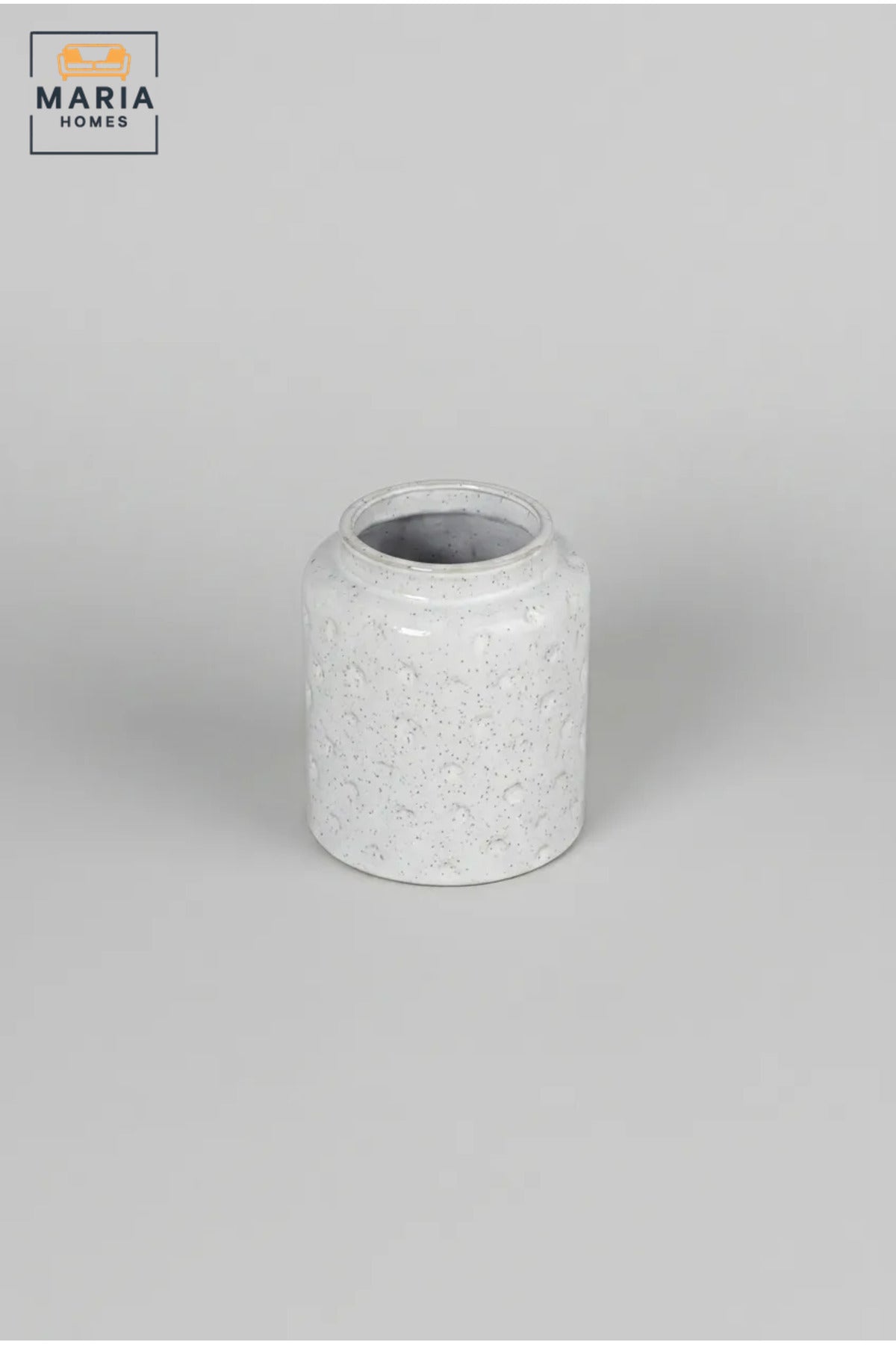 White Textured Decorative Vase, Modern Cylindrical Flower Holder with Wide Opening for Dried Flowers, Living Room, Bedroom, Office, Shelf and Table Décor