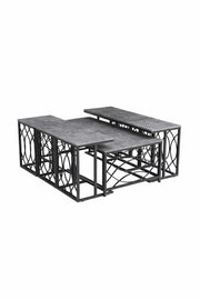 Modern Grey Coffee Table Set with 6 Side Tables 130 _ 70 45 cm modern grey coffee