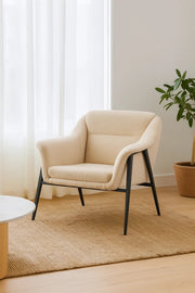 Modern Boucle Accent Chair for Living Room Cozy Armchair with Metal Legs and Soft Fabric (Beige)