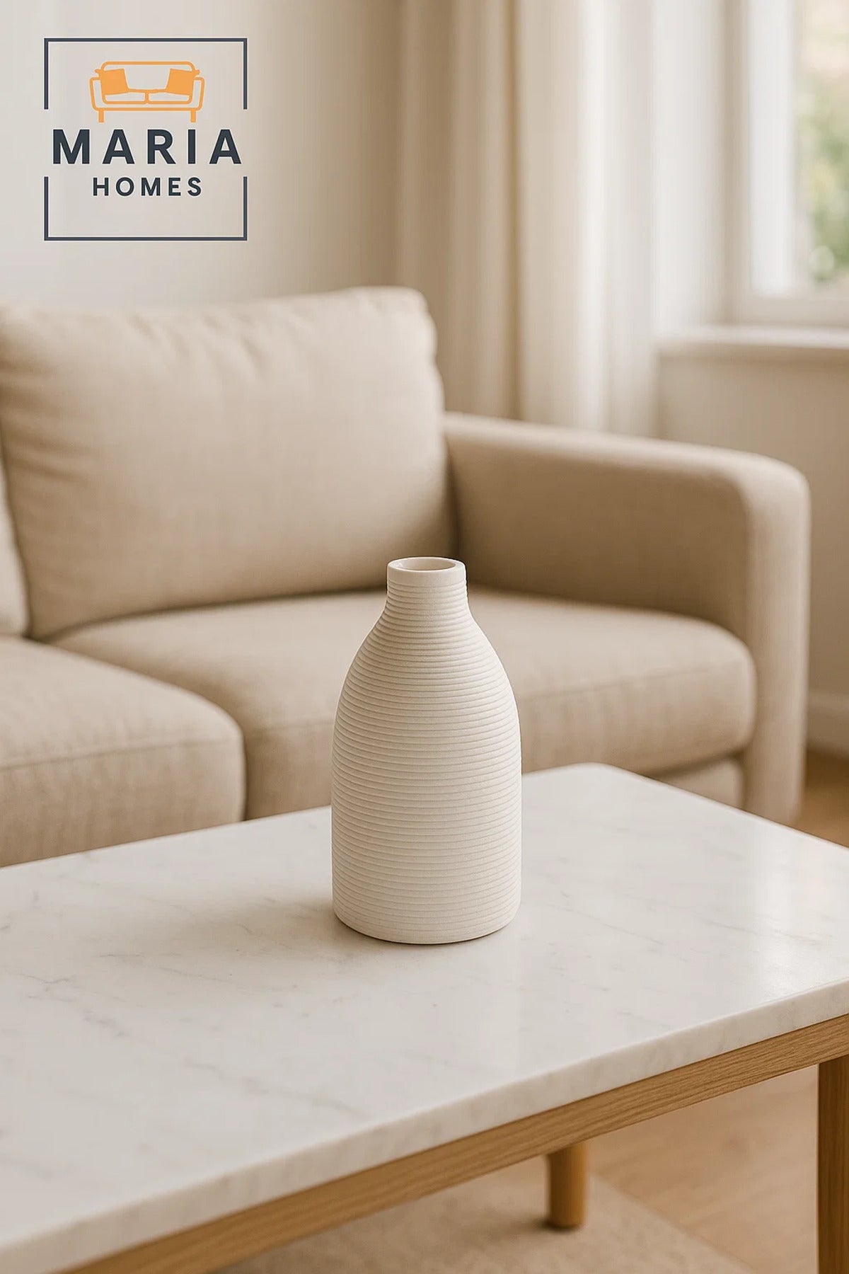Modern White Decorative Vase Ð Minimal Ceramic Table Vase for Home & Office Decor