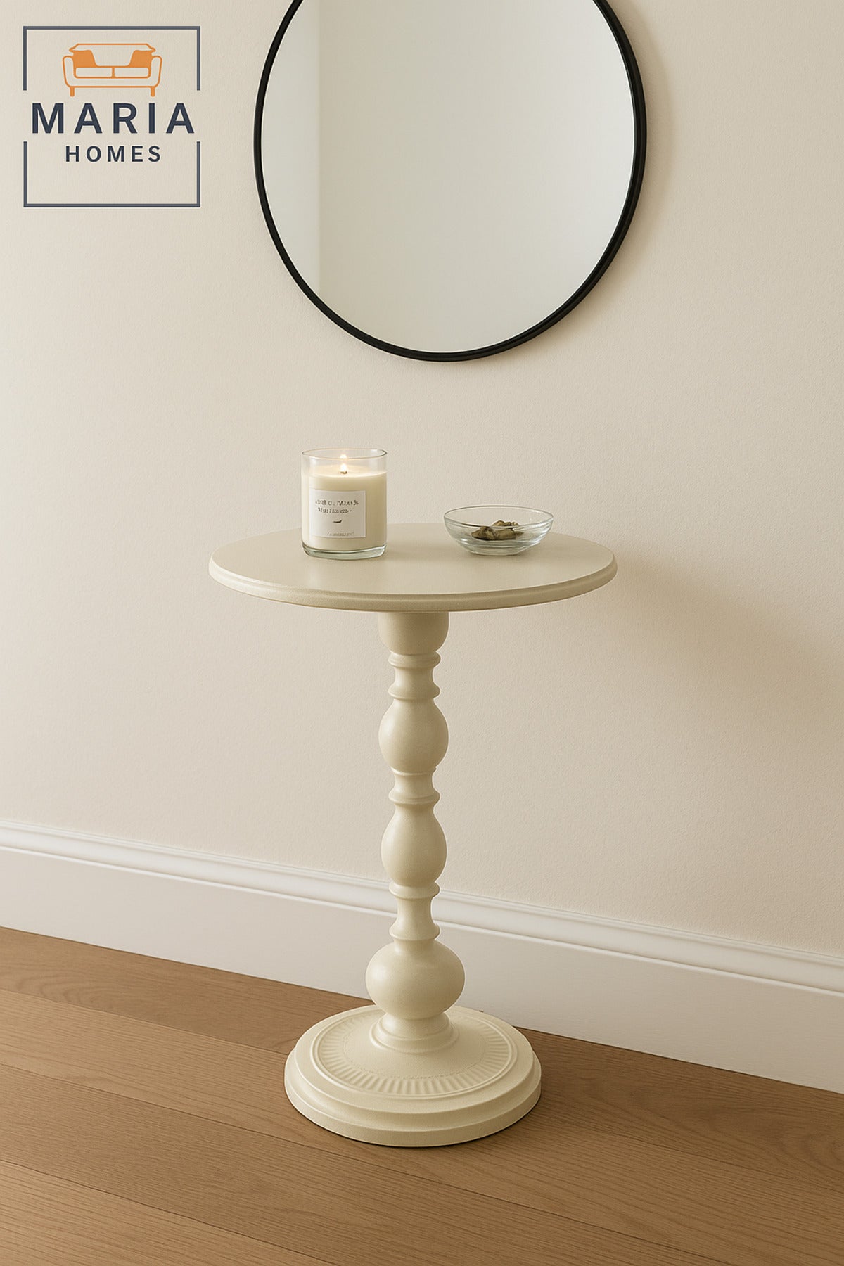 Classic Round Pedestal Accent Table in White Ð Elegant Side Table for Living Room or Entryway