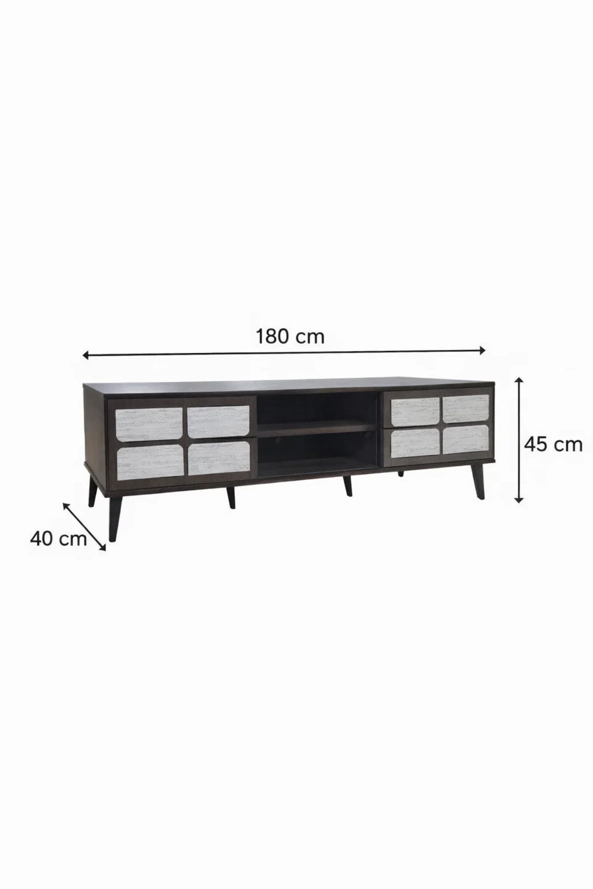 Brown & Grey TV Stand √ê 180x40x45 cm Modern Plasma Table with Cabinets & Shelves