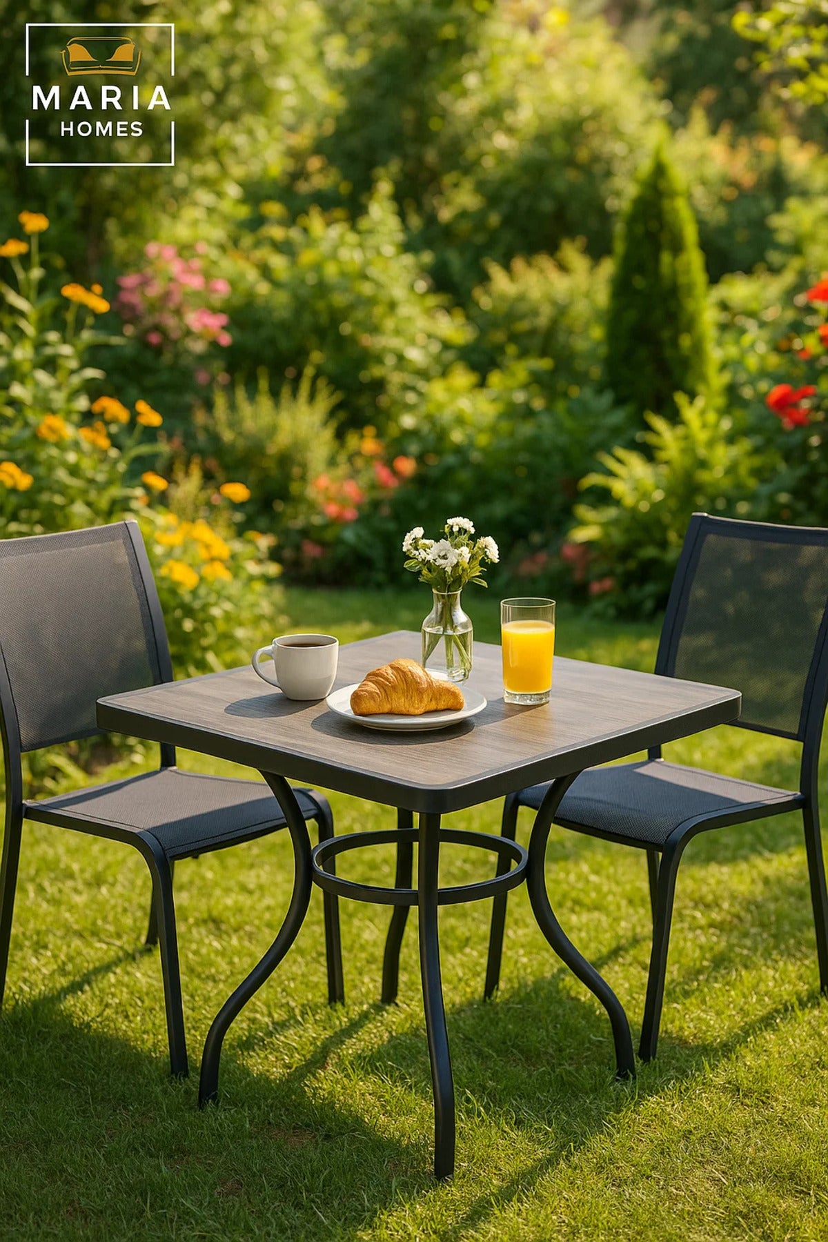 Square Outdoor Dining Table | Modern Metal Frame Patio, Garden, Balcony Furniture