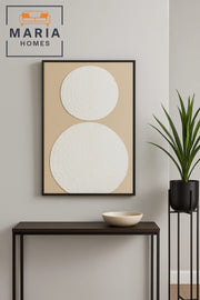 Framed Textured Wall Art Ð White Floral Mandala Design on Beige Canvas and Size 80*120cm