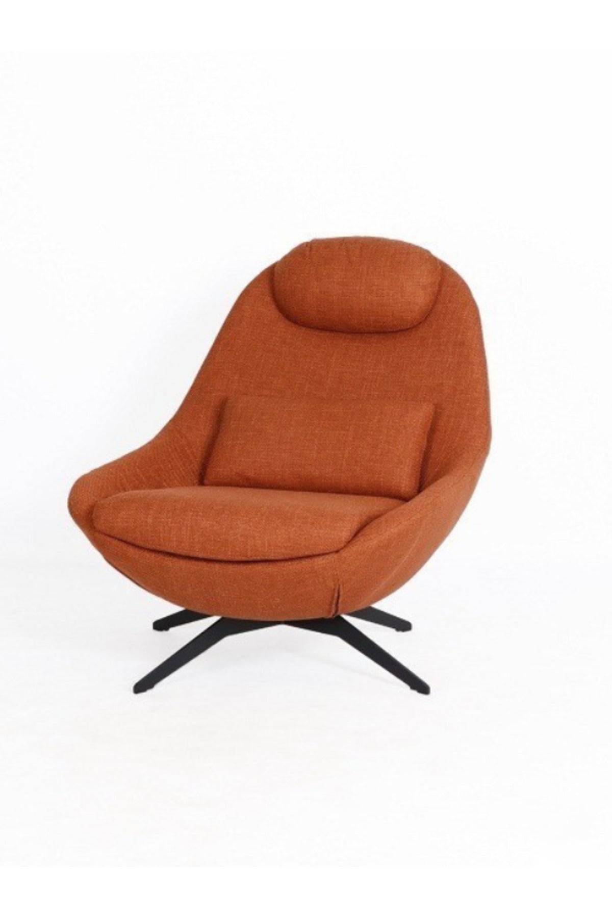 Orange Fabric Lounge Chair with Cushion & Headrest Ð Modern Living Room Accent Chair