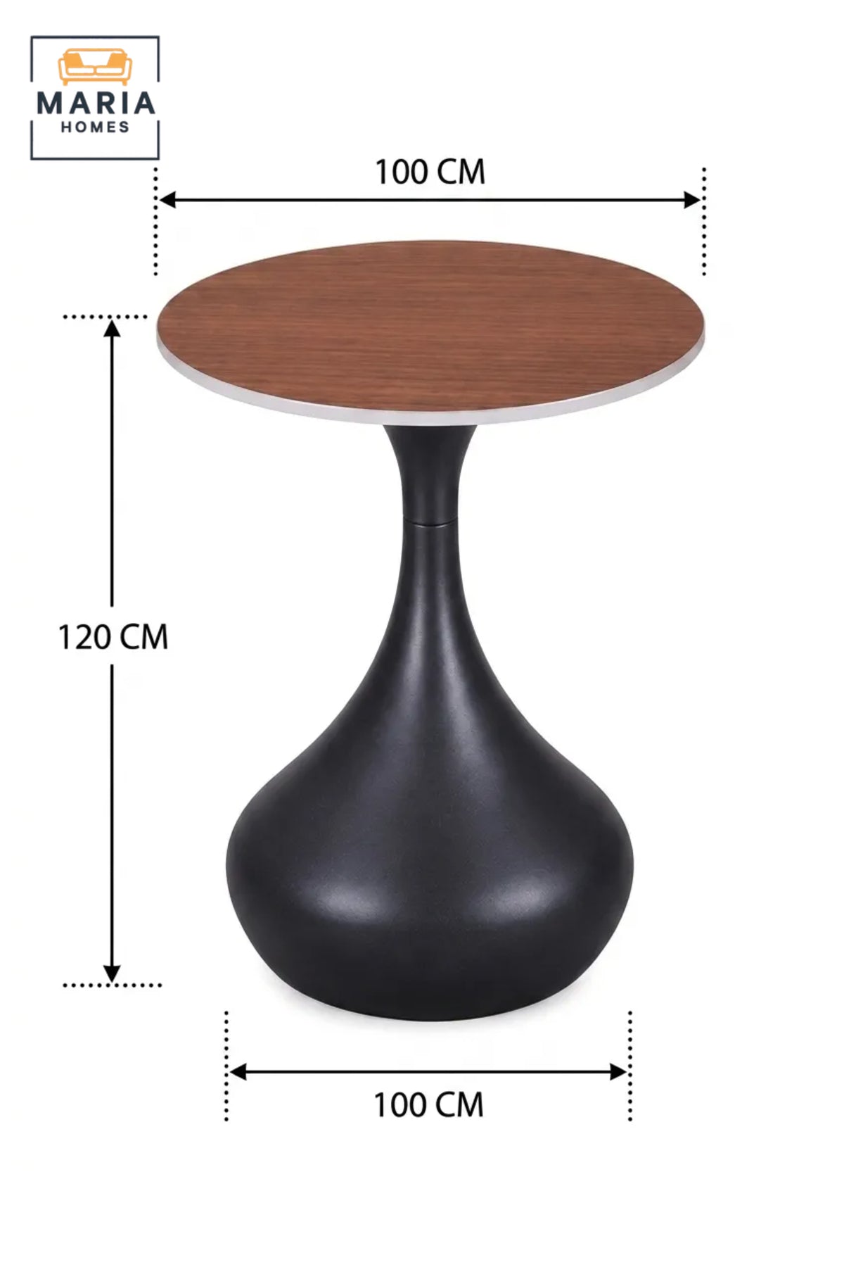 Luxury Round Caf≈Ω Table √ê Marble Effect Top with Sculptural Brown Pedestal Base, Modern Bistro Dining Table for Caf≈Ω, Restaurant & Home