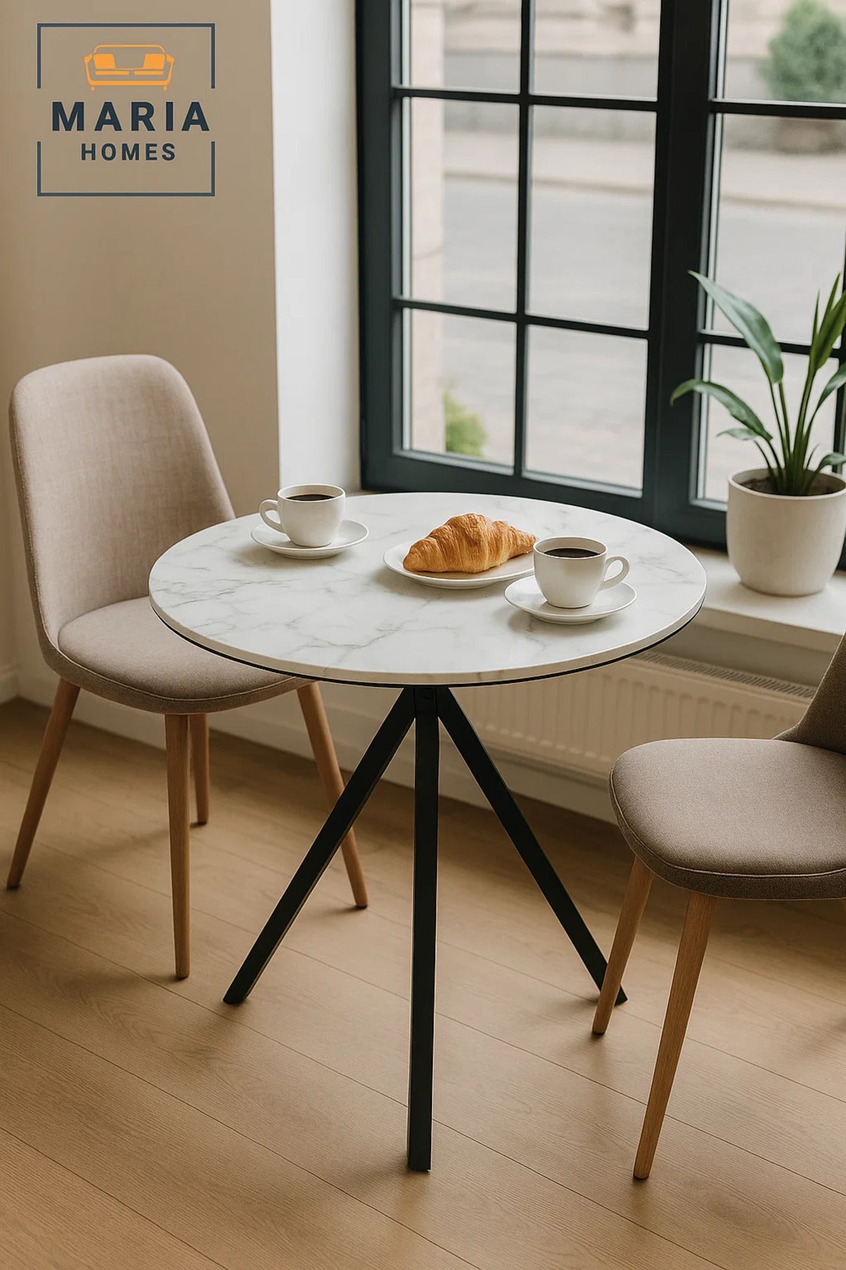 Round White Marble Dining Table √ê Modern Caf≈Ω, Restaurant, Office & Home Metal Furniture 80_80 cm