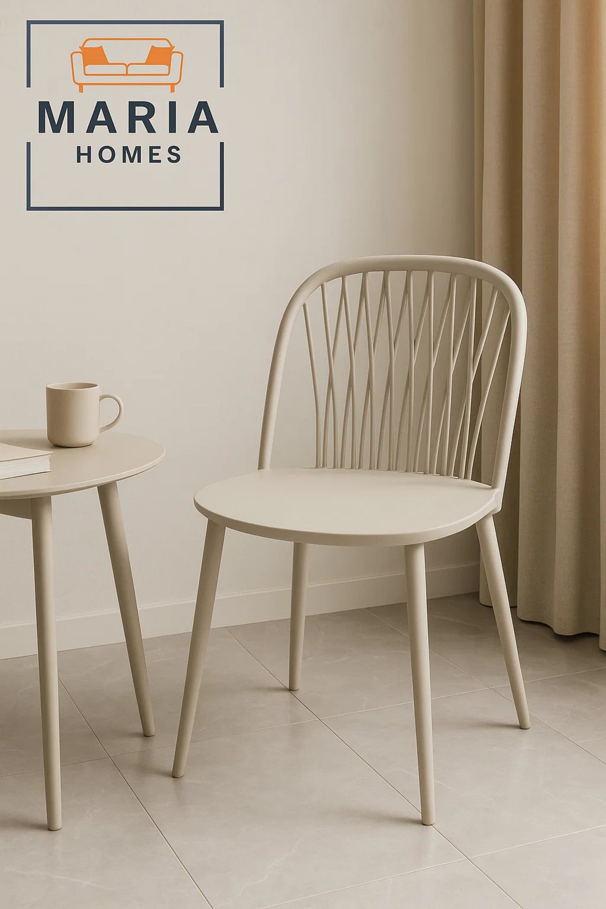 Modern Beige Plastic Dining Chair with Spindle Back Ð Stylish & Durable Seating