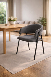 Dark Grey Armchair with Black Metal Legs, 80x45x49 CM dark grey armchair Dining Room