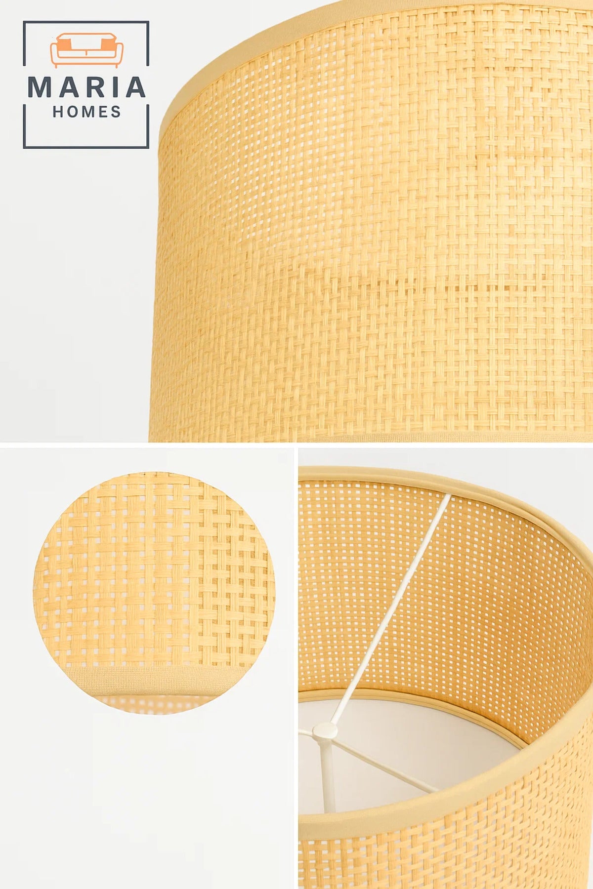 Natural Cane Woven Cylinder Pendant Light