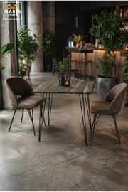Industrial Square Dining Table Wooden Top Caf≈Ω Table Restaurant Table with Black Metal Legs