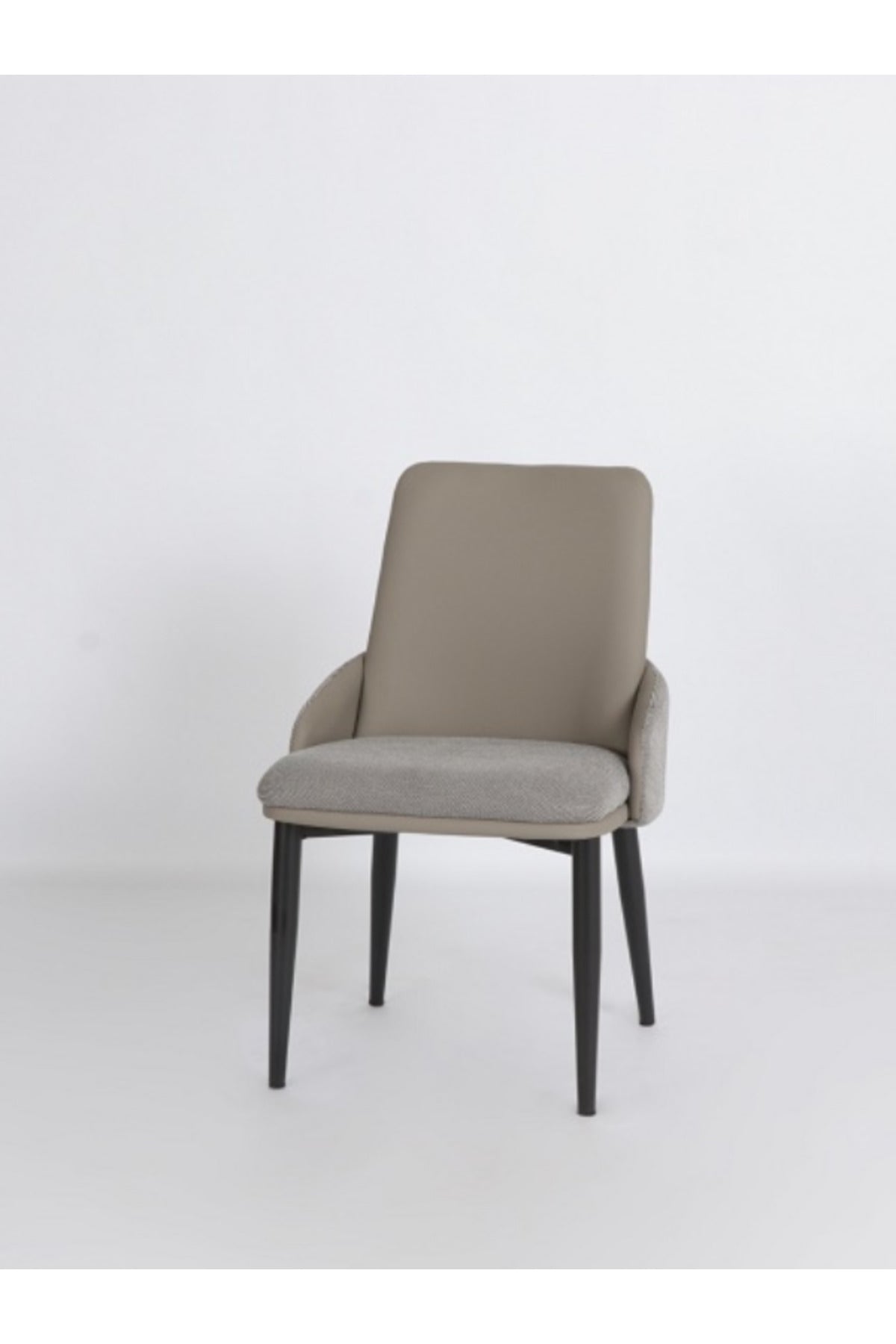 Gray Dining Chair Ð Modern Upholstered Chair with PU Leather Back and Fabric Seat for Dining Room &