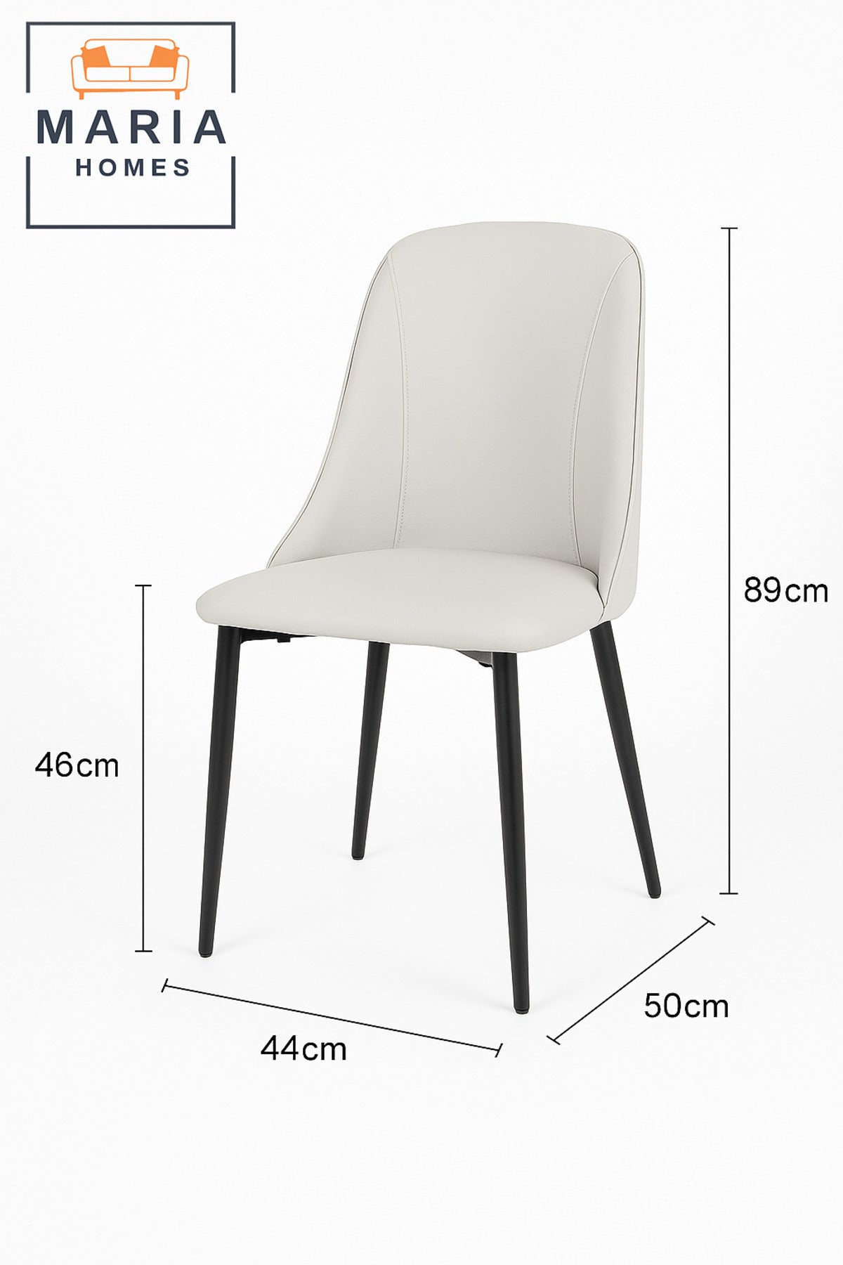 Modern Dining Chair Light Gray Faux Leather with Black Legs