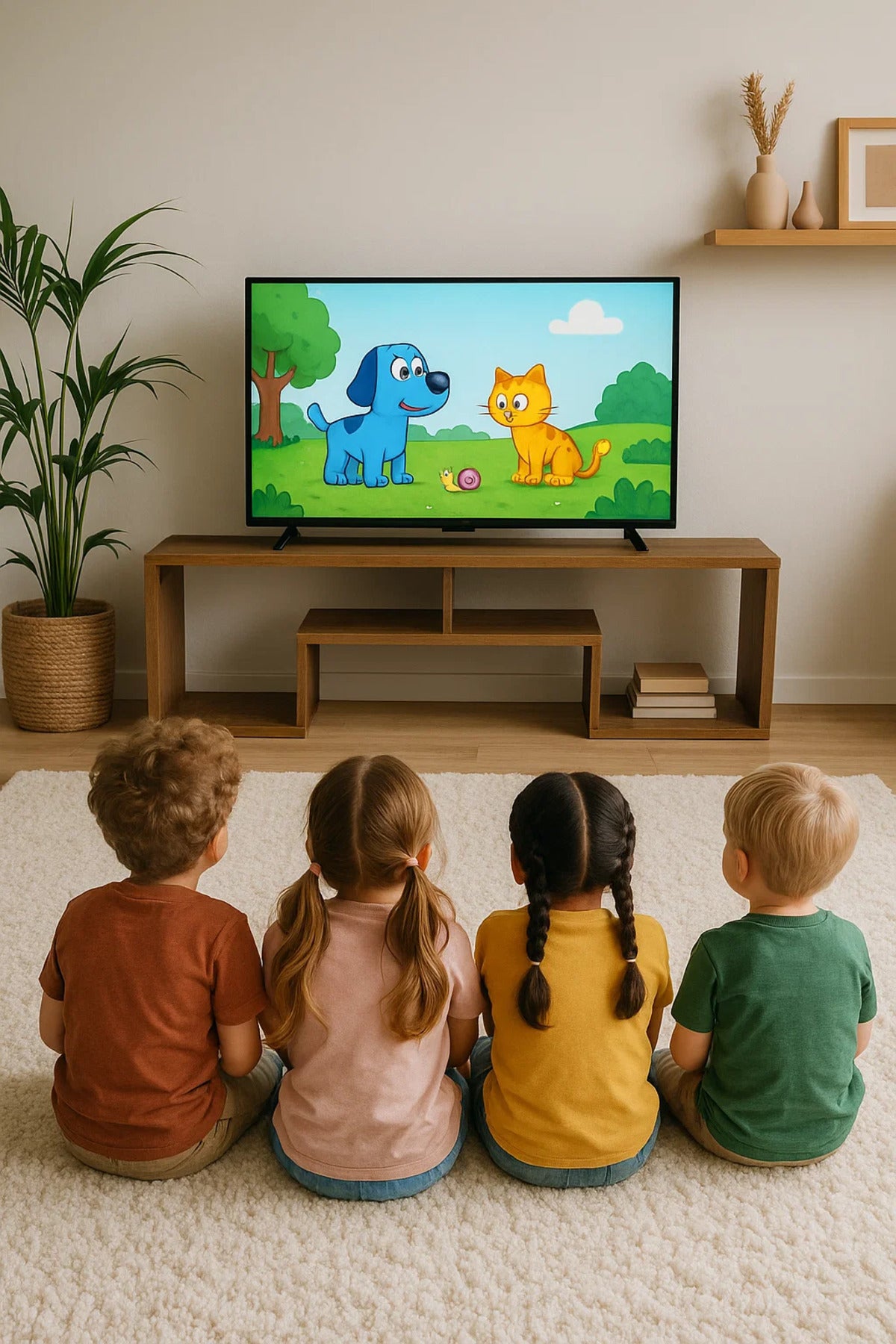 Modern Brown Wooden TV Stand Ð 160x30x50 cm Open Shelf Entertainment Console