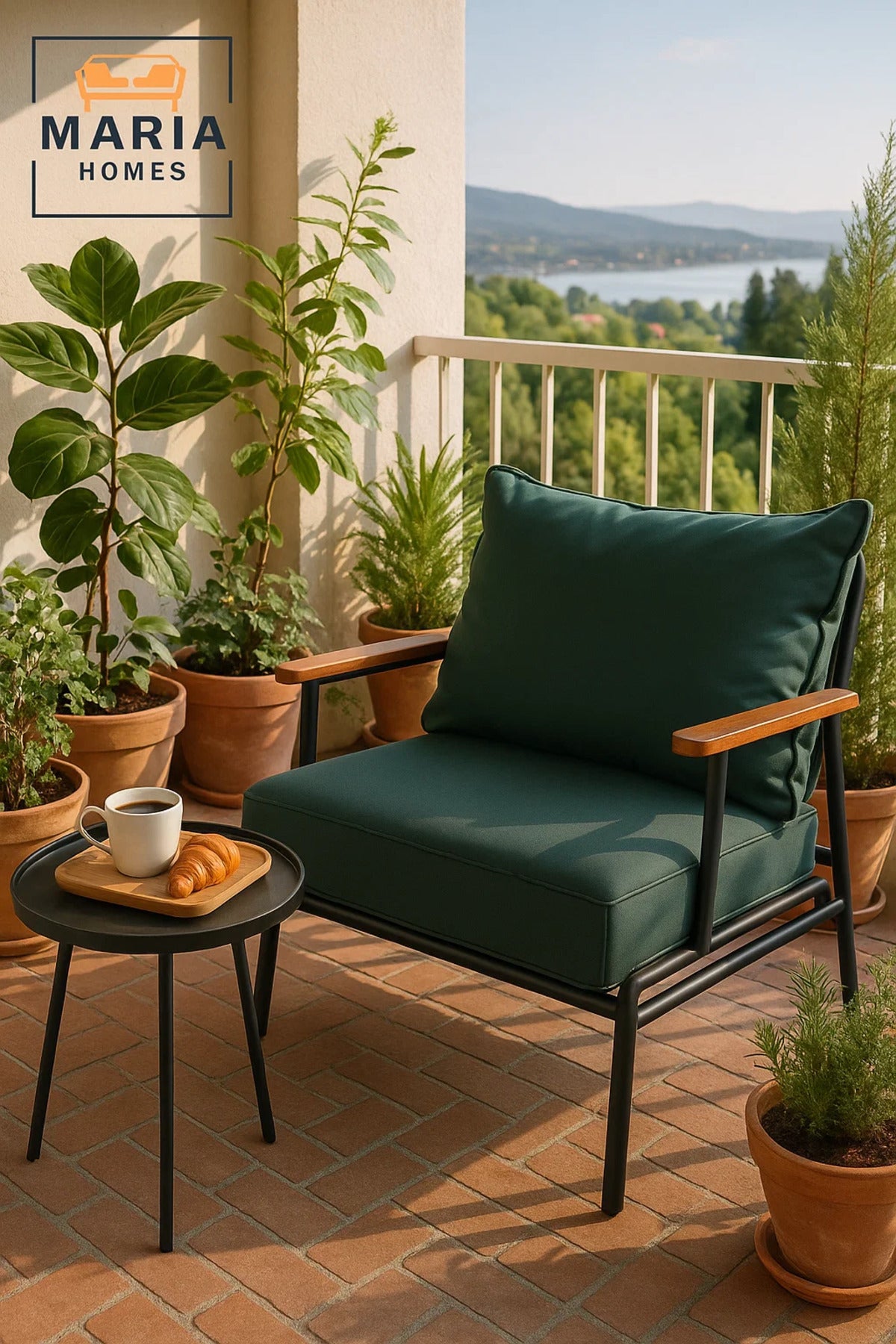 Lounge Armchair Ð Model F-869 Green with Metal Frame and Wooden Armrests