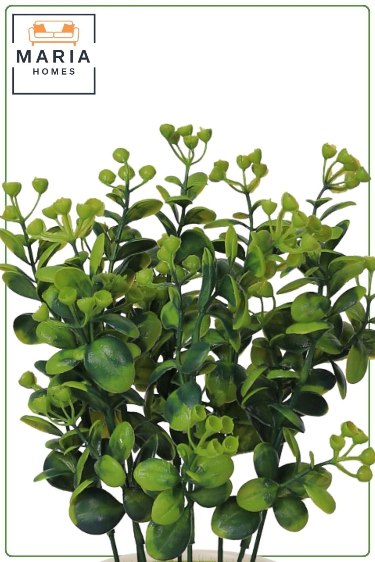 Beige Ceramic Pot Artificial Green Plant 28 cm Small Decorative Table Plant