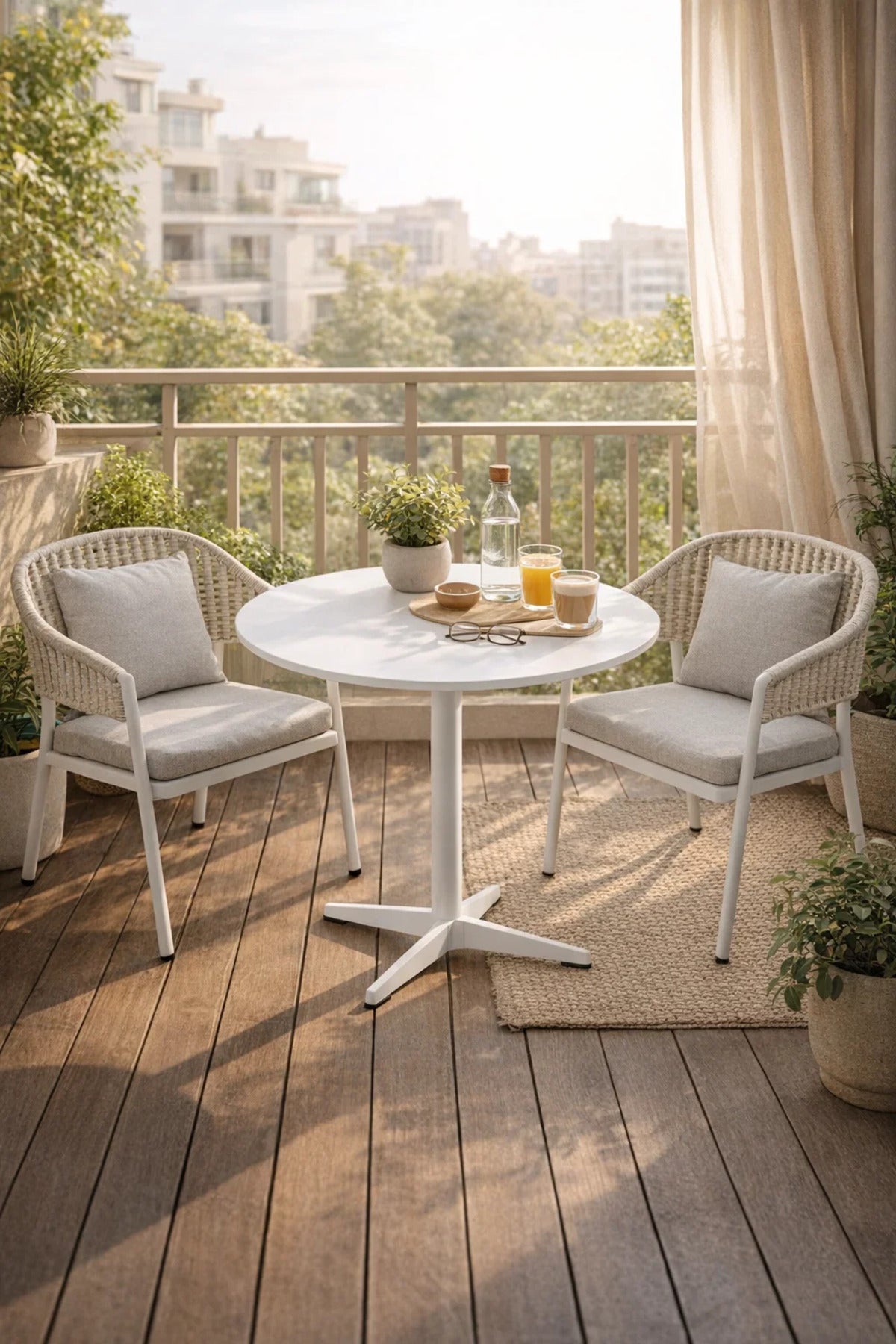 Minimalist White Round Dining Table 80cm Modern Pedestal Design for Small Kitchens and Cafes