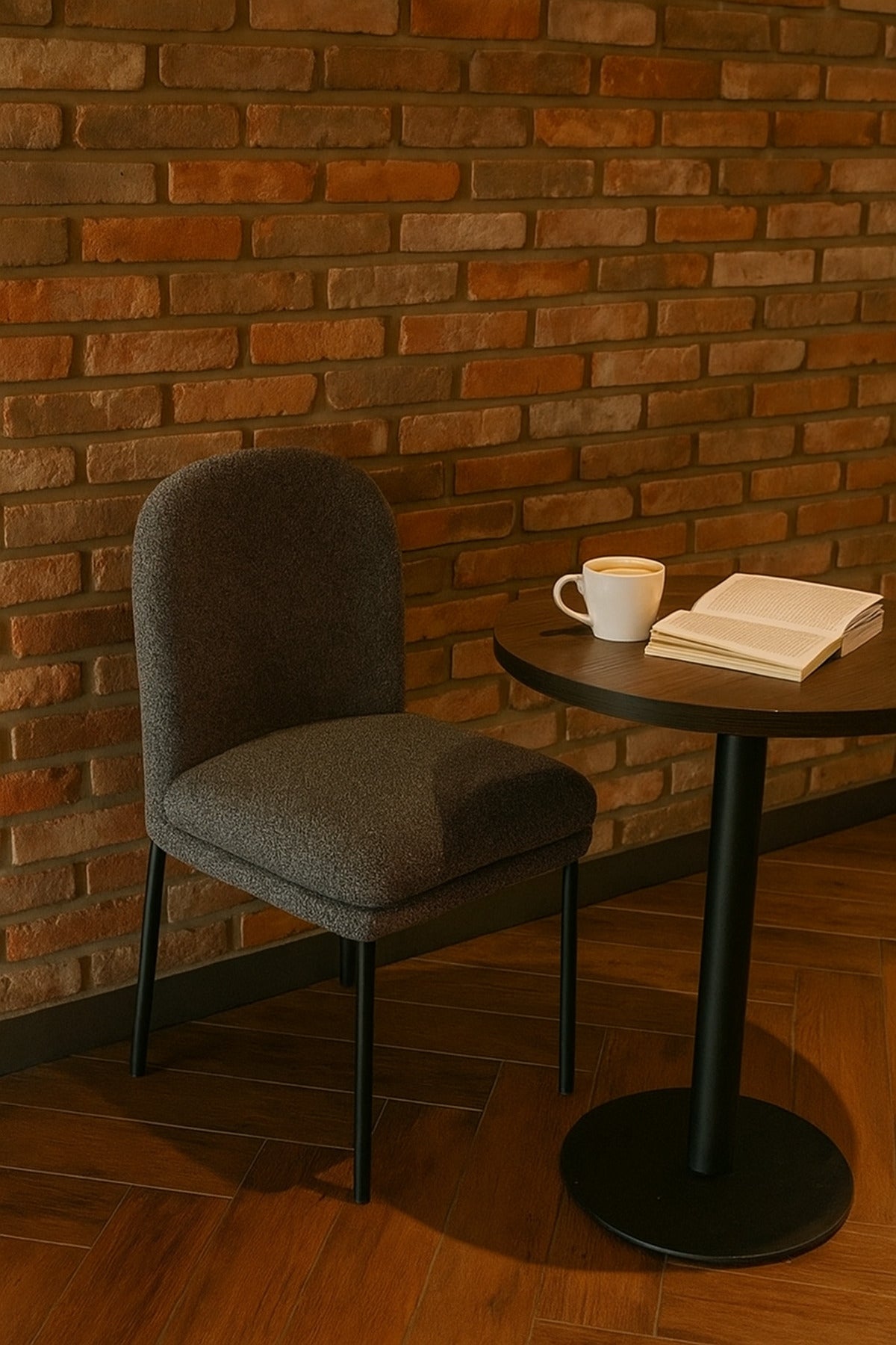 Grey Fabric Dining Chair Ð Modern Upholstered Chair with Black Metal Legs for Dining Room & Office