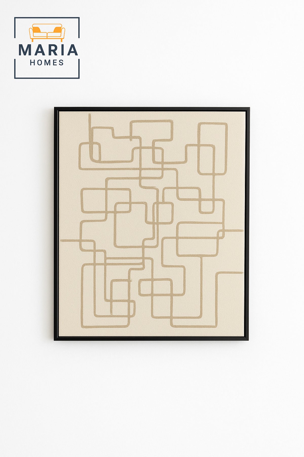 Large Minimalist White & Beige Geometric Line Wall Art Ð Framed Canvas 120_80 cm