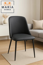 Ergonomic Black Faux Leather Dining Chair with Padded Seat and Metal Legs