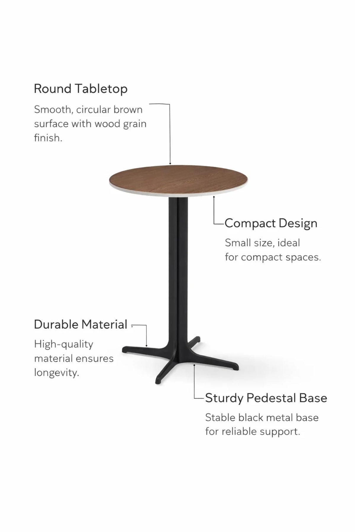 Modern Brown Round Coffee Table with Wooden Top and Metal Base for Living Room-size 45*45*55 cm