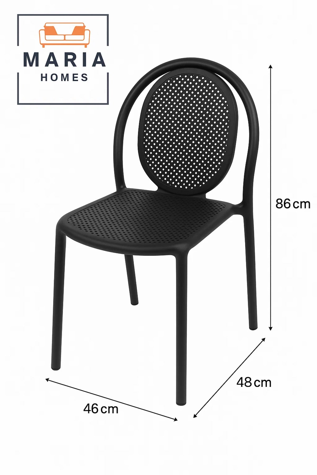 Black Modern Plastic Chair with Ventilated Back Ð Indoor & Outdoor Use