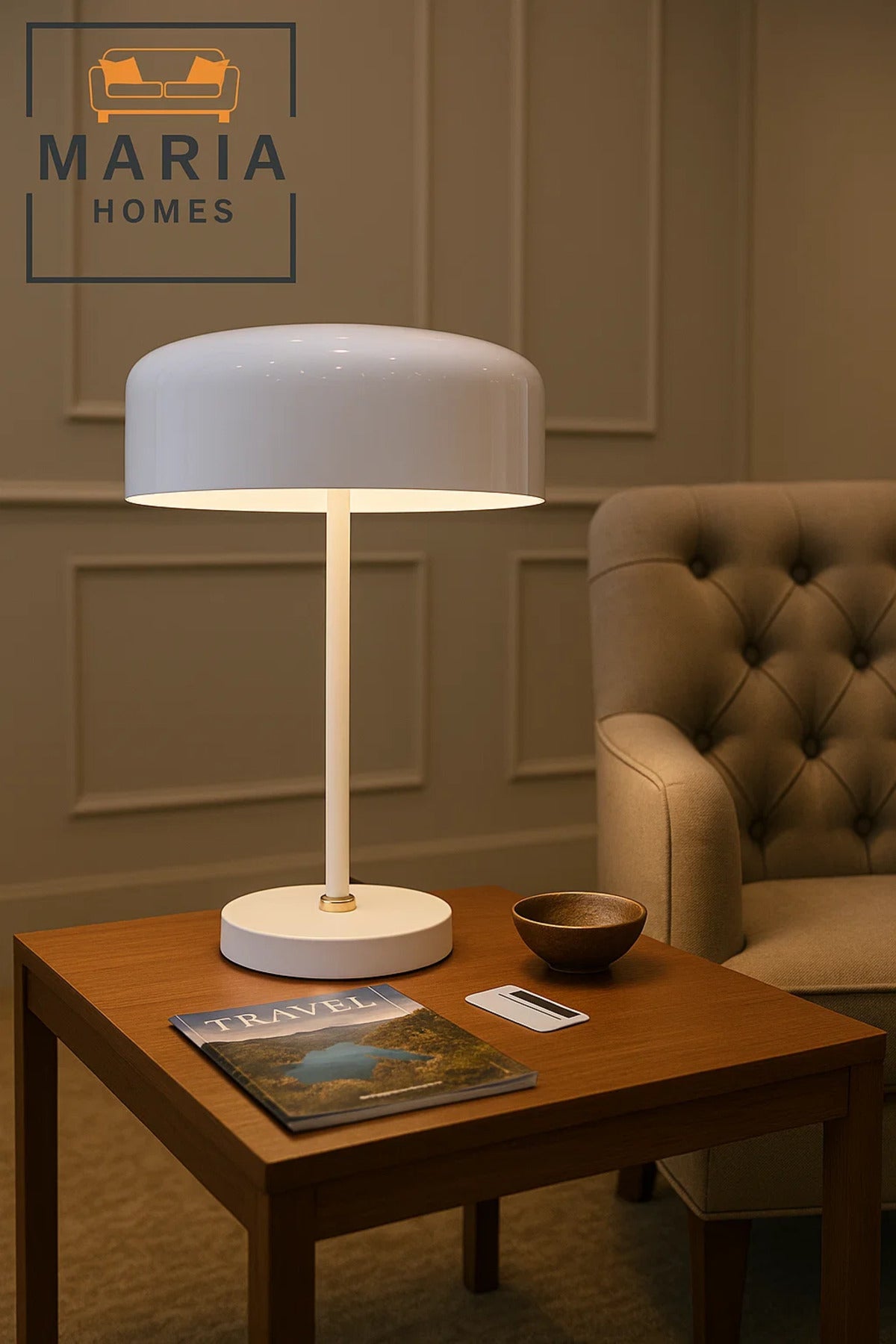 Glossy White Modern Table Lamp