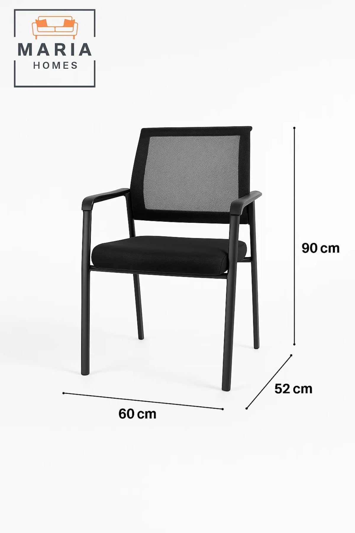 Black Mesh Office Visitor Chair with Cushioned Seat and Metal Frame