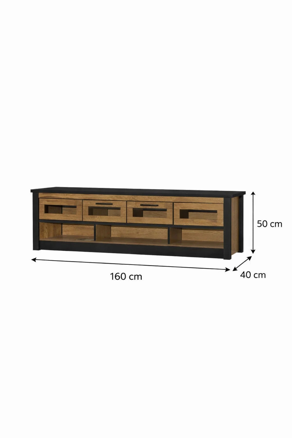 Walnut Oak TV Stand √ê 160x40x50 cm Modern Wooden Plasma Table with Drawers & Shelves