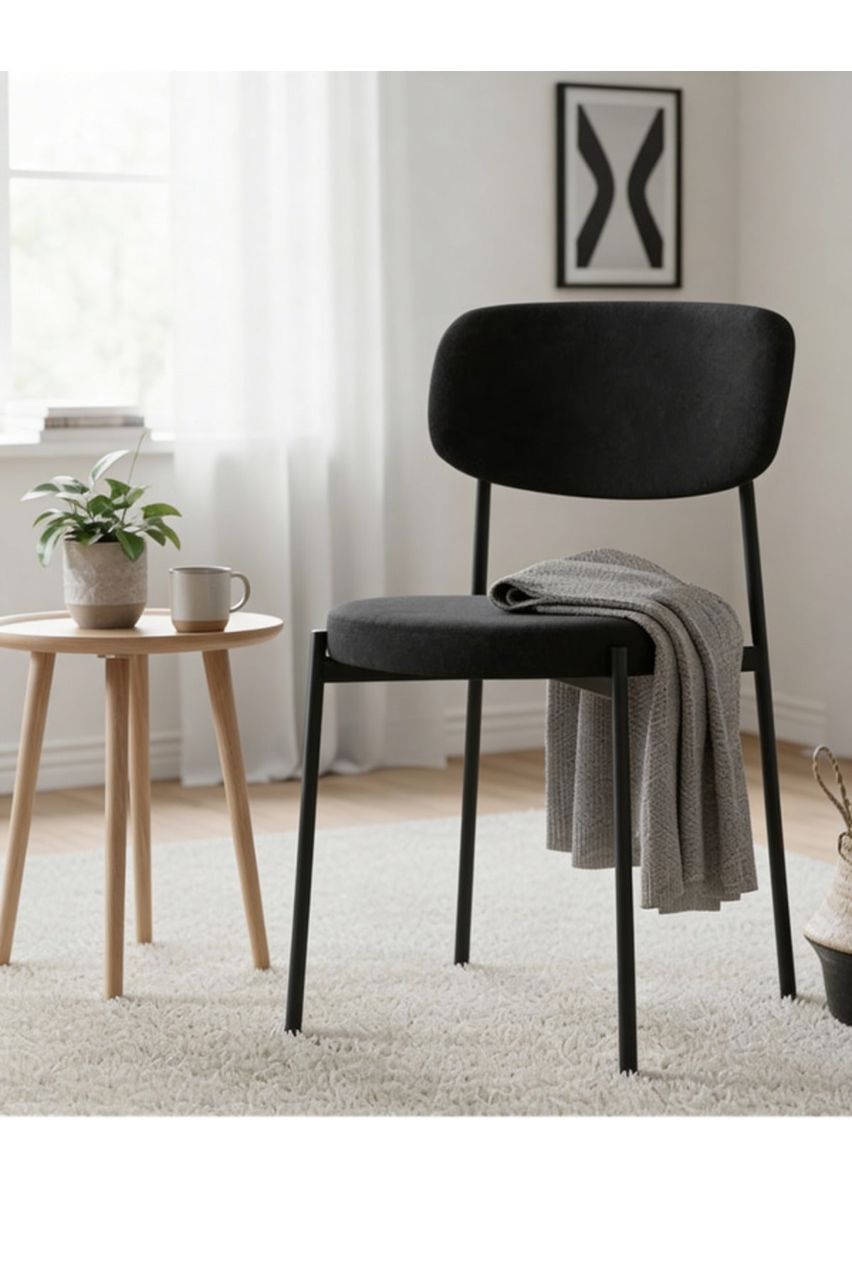 Grey Fabric Dining Chair 80x46x49cm Modern grey fabric dining Kitchen