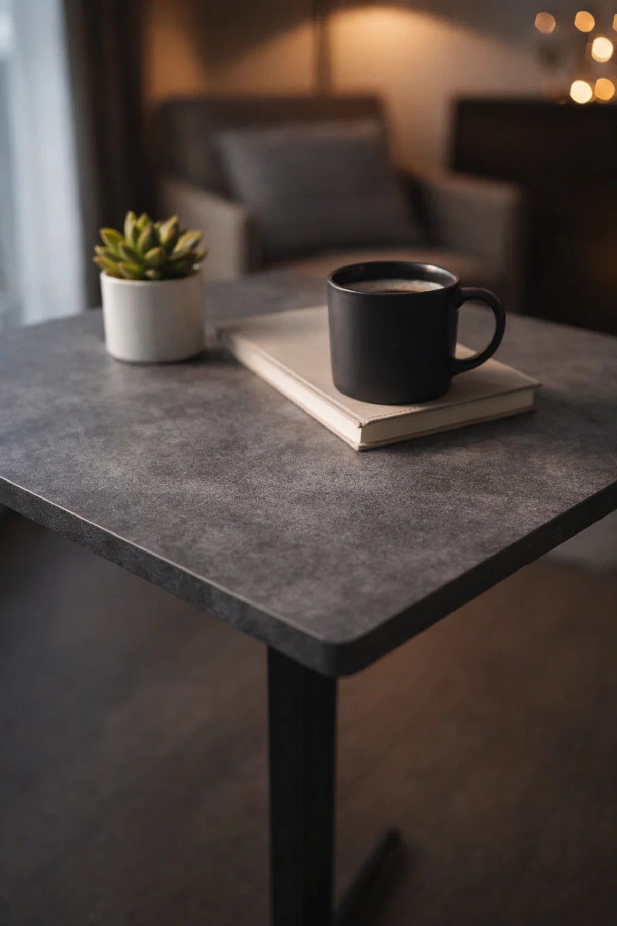Modern Grey Coffee Table with Black Base, 70x70x75 CM modern grey coffee Dinner