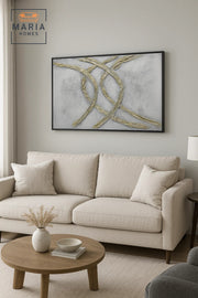 Grey and Gold Textured Abstract Wall Art Ð Modern Luxury Canvas Decor for Home & Office-120*80CM