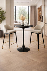 Round Bar Table √ê Modern Black Pedestal Pub Table, 103cm High Bistro Cocktail Table for Home, Caf≈Ω & Restaurant