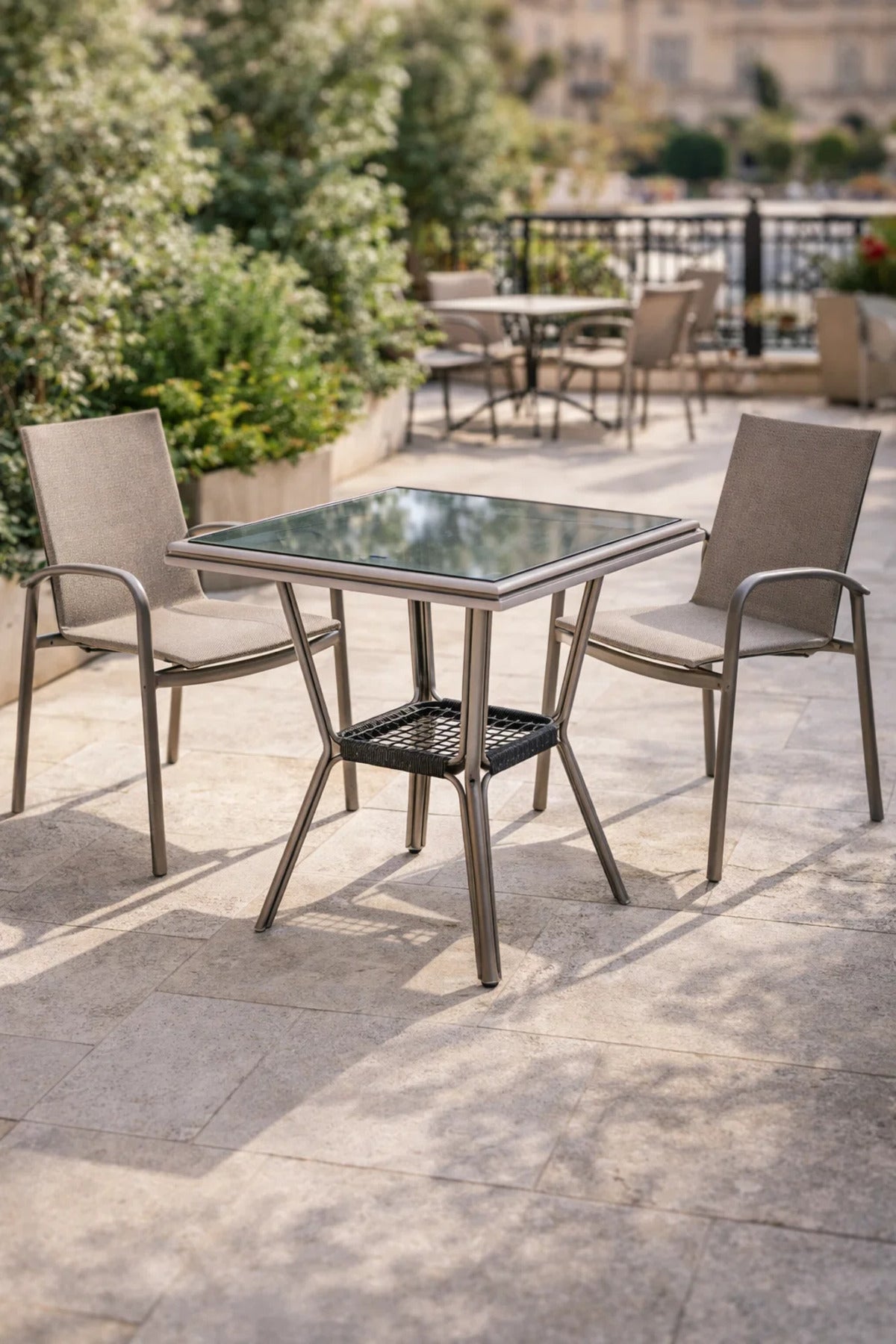 Modern Beige Caf≈Ω Table with Glass Top √ê Compact Square Coffee Table