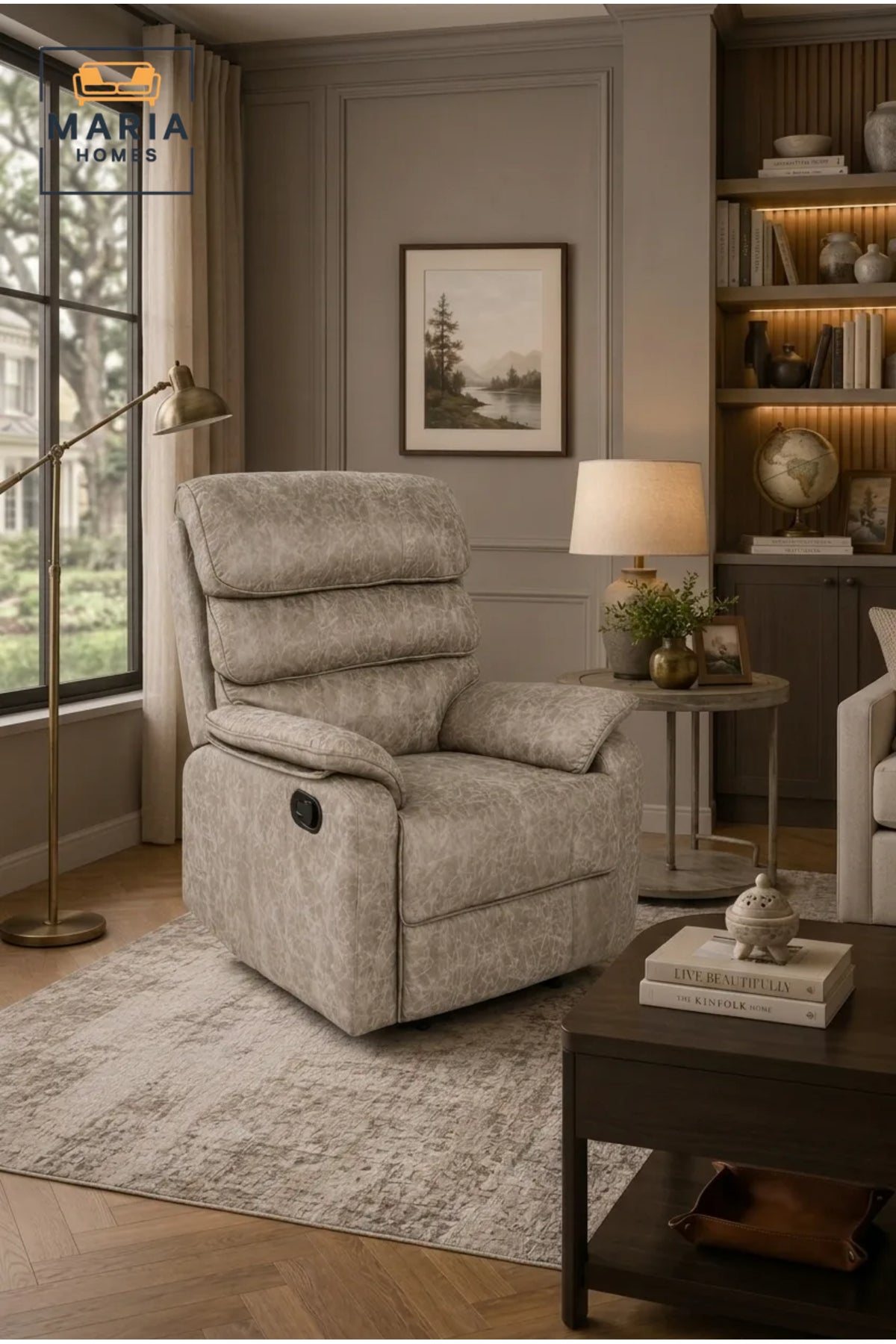 Luxury Manual Recliner Armchair with Padded Backrest and Plush Comfort Seating
