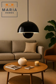 Glossy Black Dome Pendant Light