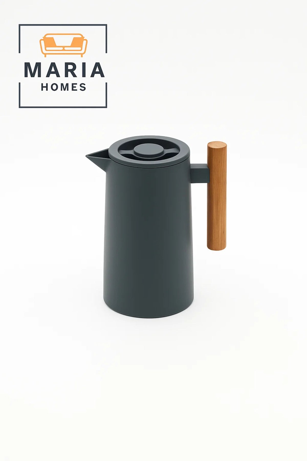 Modern Matte Insulated Thermos Jug with Wooden Handle Ð 1 Liter, Dark Grey