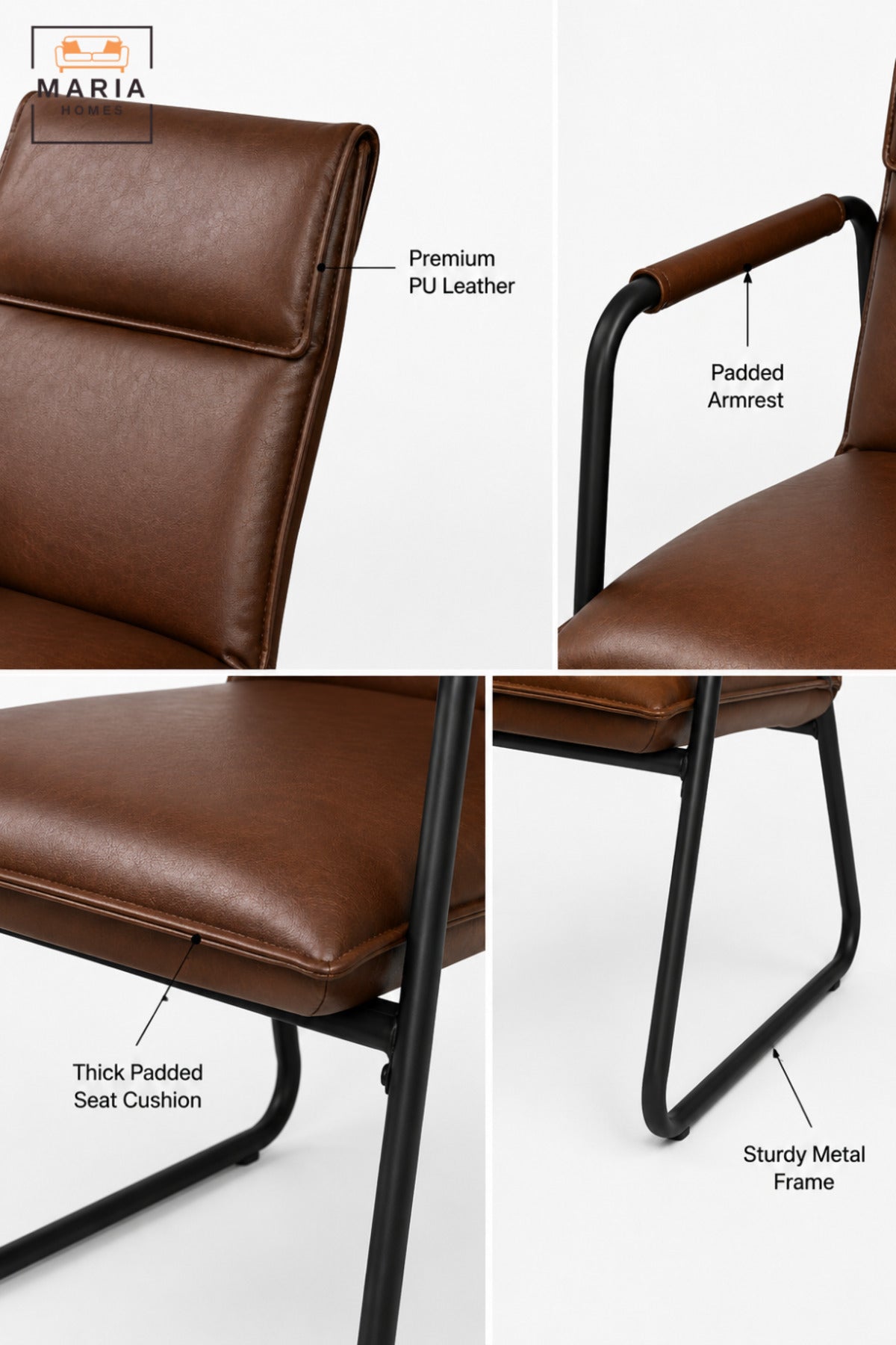 Modern Upholstered Visitor Chair with Padded Seat, High Backrest & Armrests | Contemporary Guest Chair for Office, Meeting Room, Reception & Lounge