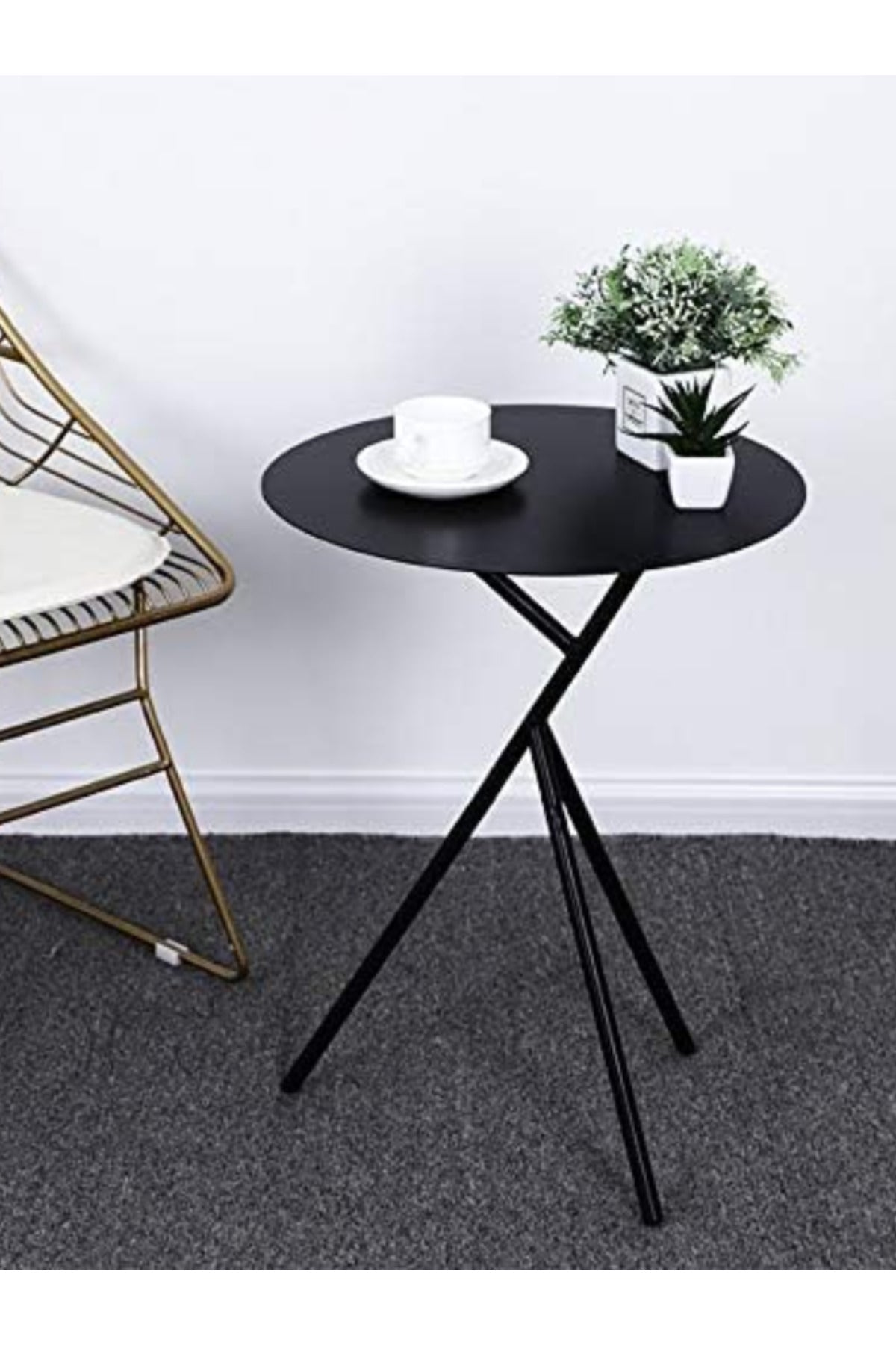 Modern Metal Side Table Black | Elegant & Sturdy Accent Table 45x45x56cm