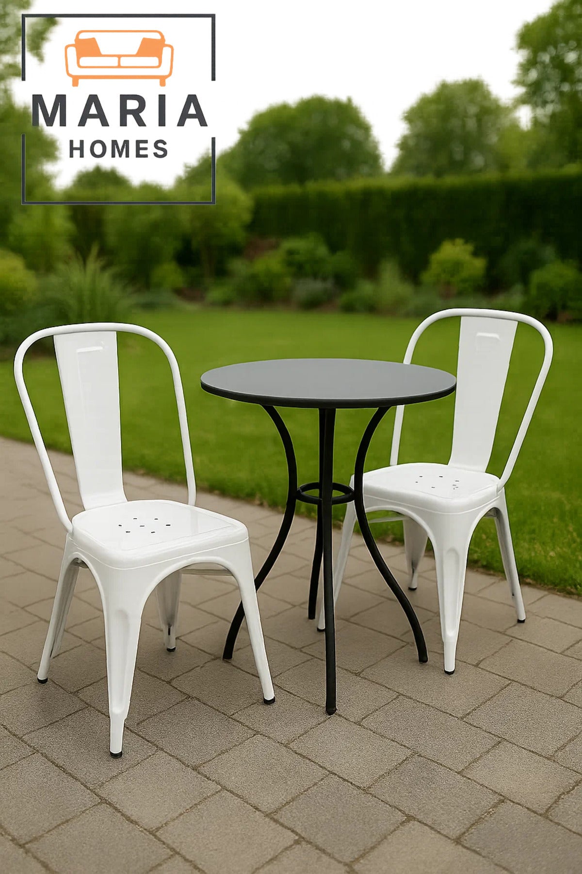 White Industrial Metal Chair for Indoor & Outdoor Use Ð Durable and Modern Design