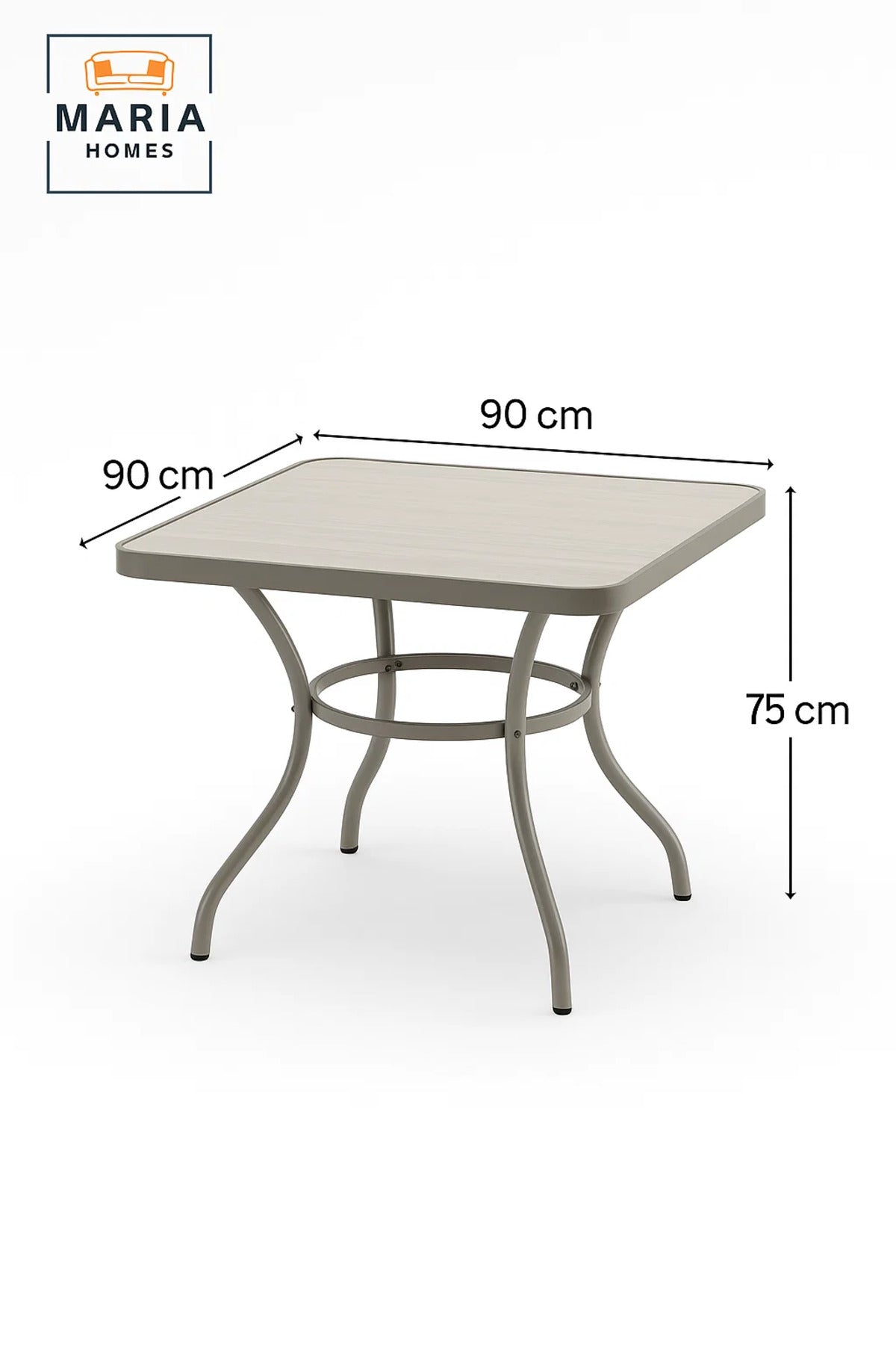 Square Outdoor Dining Table | Modern Beige Metal Patio, Garden & Balcony Furniture