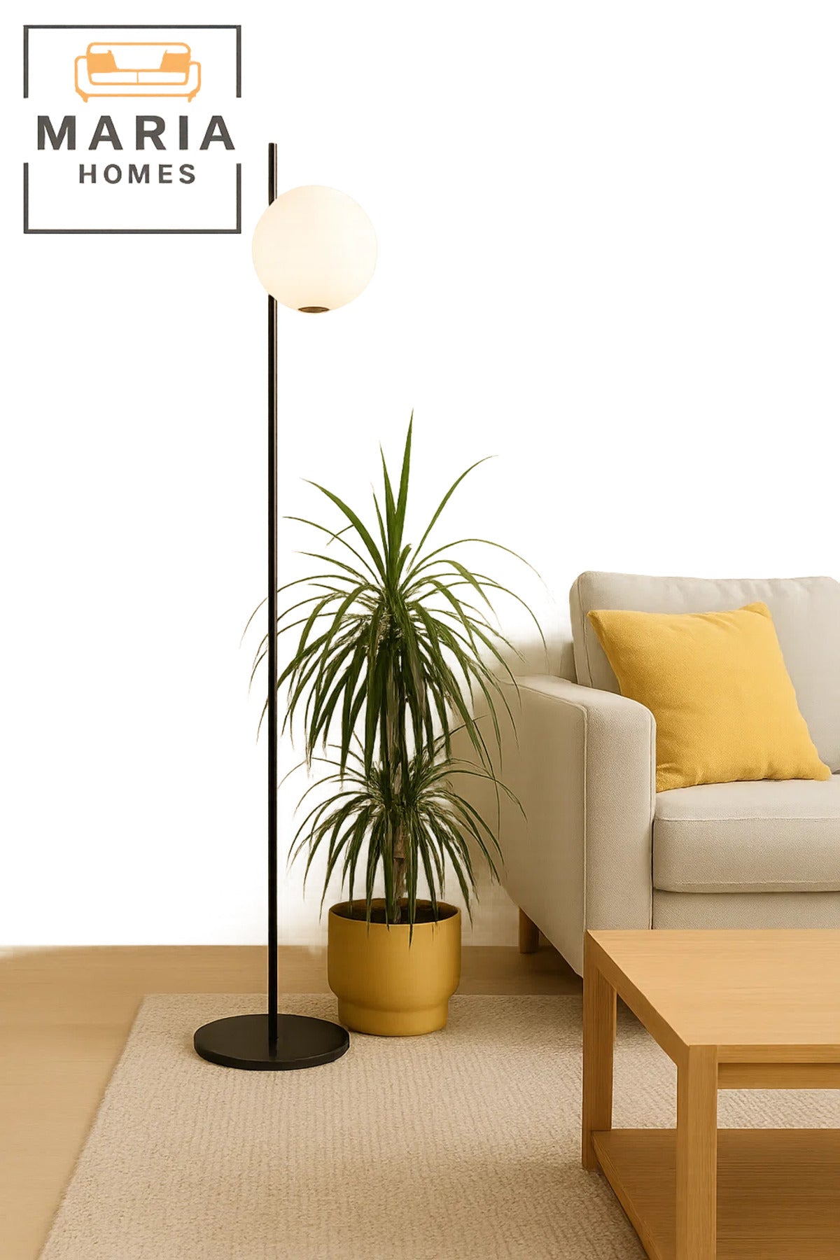 Slim Globe Floor Lamp with Frosted Shade