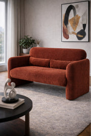 Dark Red Fabric 2 Seater Sofa Modern Living Room Loveseat dark red fabric Couch