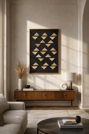 Large Modern Geometric Wood Wall Art Panel Black & Brown Design for Living Room Decor 120x80