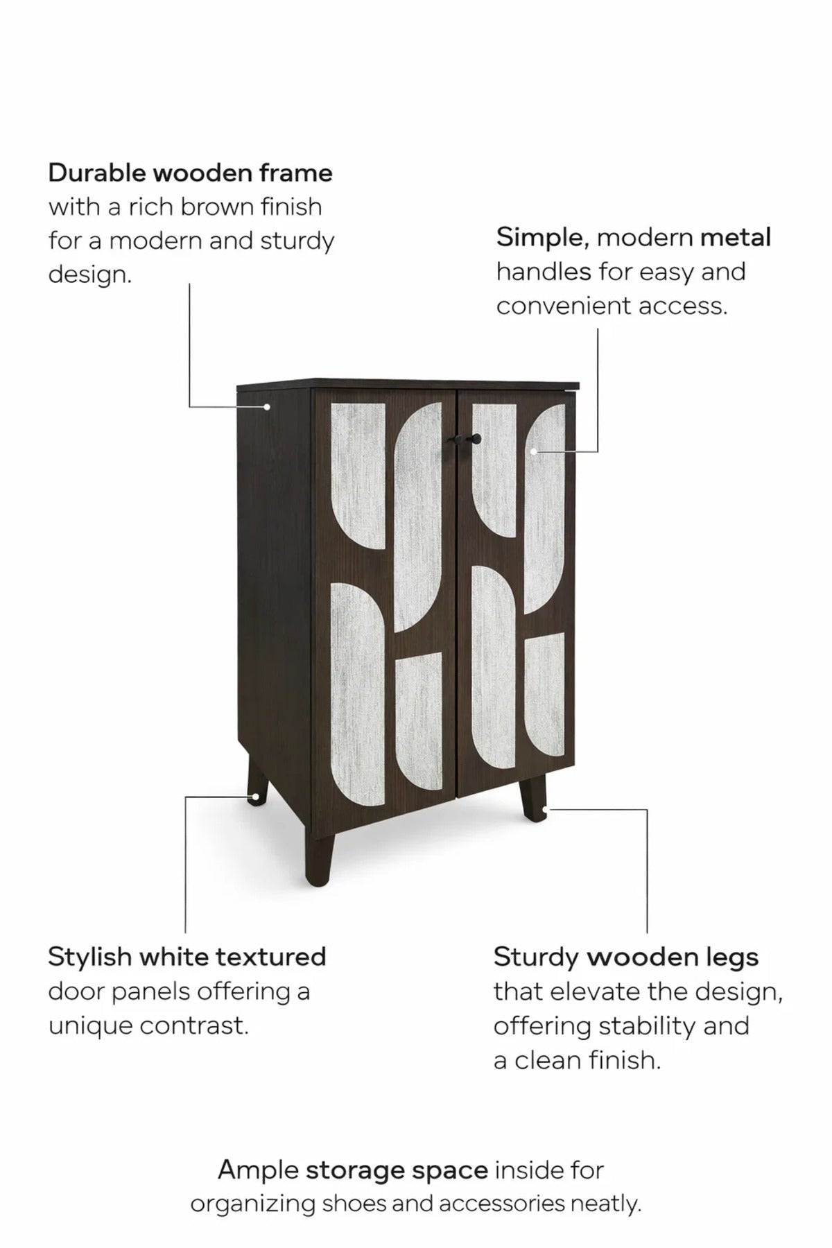 Brown & Grey Shoe Cabinet 60_34_91 cm √ê Modern Shoe Organizer with Decorative Doors